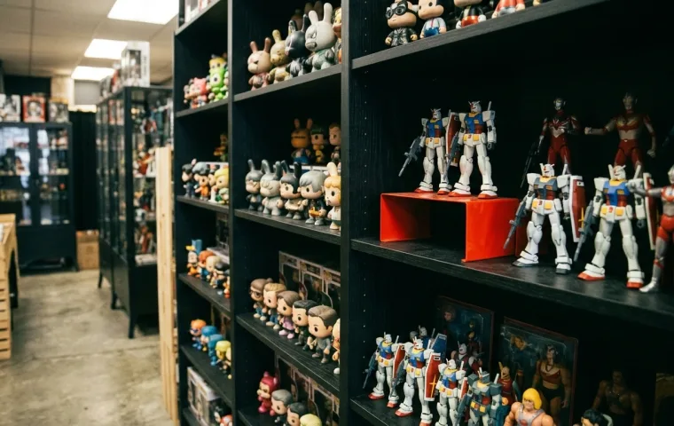 Rayonnages de figurines de collection en boutique