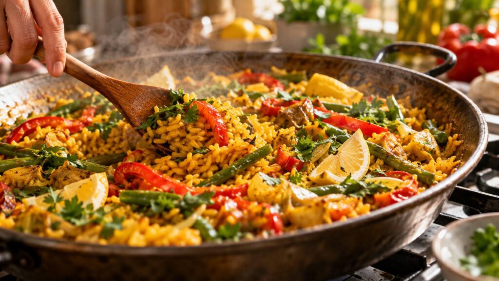 Illustration de détail sur le sujet : La cuisine méditerranéenne dans les animés : quand la paella s’invite à l’écran